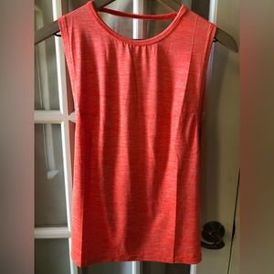 Womens sleeveless bright orange workout top with sexy crisscross back in small
